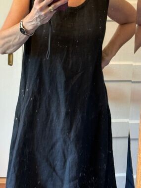 Flax Black Sleeveless Linen Midi Dress